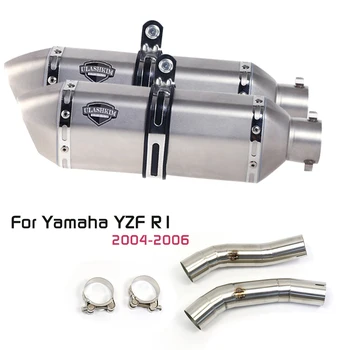 YZF-R1 Мотоциклетный контакт выхлопной трубы Проскальзывание на средней трубе для Yamaha YZF R1 2004-2008 Побег выхлопной Изображение 2
