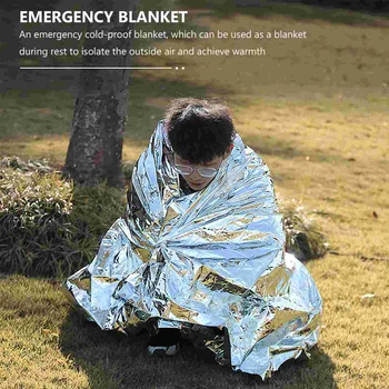  Аварийные одеяла из алюминиевой фольги Складные изоляционные одеяла Одеяла для выживания Двусторонний открытый походный камень Изображение 2