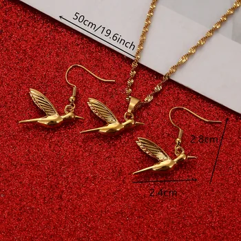  Золотой цвет Милая Летающая Птица Кулон Ожерелья Серьги Модный Африканский Ювелирный Набор Изображение 2