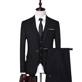  индивидуальный офисный набор из 3 предметов для мужской свадебной формальной одежды Тонкий и удобный пиджак Деловой костюм Изображение 2