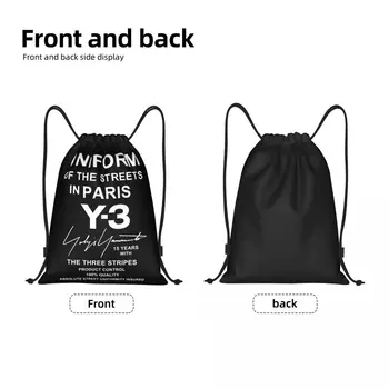 Йоджи Ямамото Улиц Парижа Сумка на шнурке Мужская Женская складная спортивная сумка для тренажерного зала Тренировочные рюкзаки для хранения Изображение 2