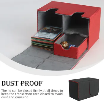  Коллекционная карточка Колода Коробка PU Leather Gathering Хранение Игровые карты Пыленепроницаемый защитный держатель Контейнер Черный Красный Изображение 2