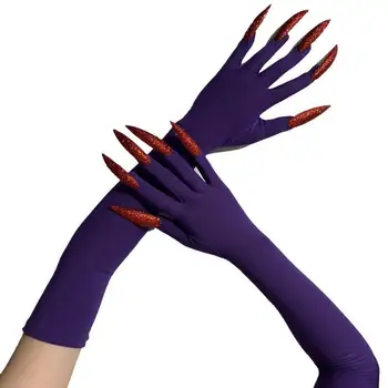 Крутые длинные перчатки на Хэллоуин Призрачный коготь Одевалки перчатки Мода красный Длинные ногти Косплей Хэллоуин Забавные перчатки C068 Изображение 2