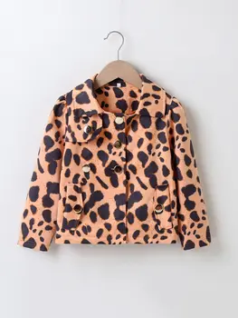 Леопардовая кожаная куртка нового стиля для девочек Изображение 2