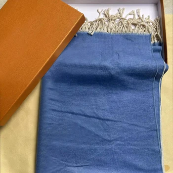 люксовый бренд мода зима высокое качество синий кашемировый шарф женщины/мужчины унисекс теплый кисточка дизайнерский шарф бесплатная доставка Изображение 2
