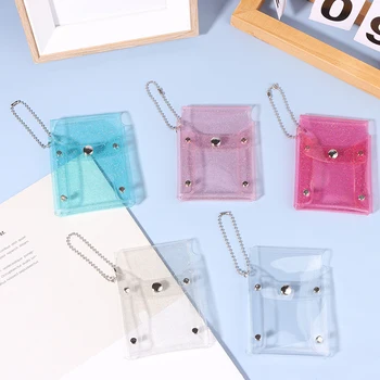 Мини-косметичка симпатичная прозрачная сумка для губной помады с пайетками розовый брелок чехол для косметички Изображение 2