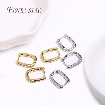 Минималистичные классические O-образные серьги-кольца для женщин 18-каратные ювелирные изделия с покрытием из настоящего золота Геометрические латунные серьги Изображение 2