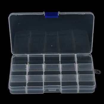 Многофункциональный высокопрочный с 15 отделениями Прозрачная видимая пластиковая коробка для рыболовных снастей Изображение 2