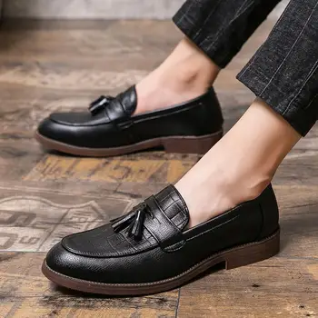 Мужская обувь 2023 Новая летняя повседневная кожаная обувь Мужская деловая Формальная британская обувь с мягким дном Derby Black Tide Изображение 2