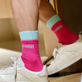 Мужские носки средней трубки Хлопчатобумажные носки цветные мужские и женские носки Изображение 2