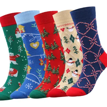 Мужчины Рождественские носки Рождественская елка Снежинка Носок Mid-tube для женщин Мужчины Новый год Смешные носки Рождественские подарки Украшения для дома 2023 Изображение 2