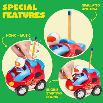 Мультяшные радиоуправляемые автомобили Игрушки для детей с разными частотами, чтобы они могли участвовать в гонках вместе Подарки для малышей Изображение 2