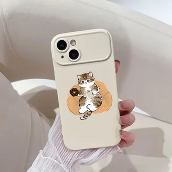 Мультяшный чехол для телефона Cute Cat для iPhone 15 14 13 Pro Max XR XSMax 7 8 Plus SE 2022 12 11 Мягкая силиконовая защитная оболочка Fundas Изображение 2