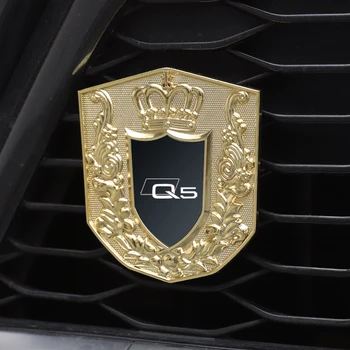 наклейки на переднюю решетку радиатора автомобиля в форме короны, металлические наклейки на переднюю решетку радиатора автомобиля для audi Q5 с логотипом автомобиля Аксессуары Изображение 2