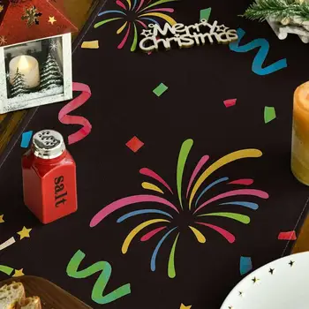  Новогодний настольный бегун 2024 С Новым годом Cheers Table Runner Прочная защитная скатерть для праздничного декора на Рождество Изображение 2