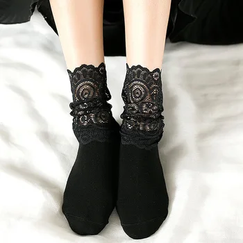 Новый сексуальный ретро кружевной дышащий цветочный сетчатый женский носок для девочек удобные эластичные модные леди сетчатые прозрачные лодыжки короткие носки Изображение 2
