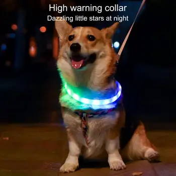  Ожерелье с подсветкой ошейников для собак с USB Перезаряжаемый светодиодный светильник Водонепроницаемое мягкое силиконовое светящееся ожерелье с миганием для прогулок Изображение 2