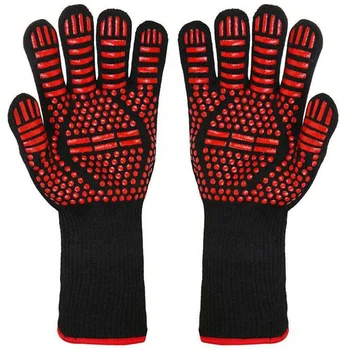  Перчатки для барбекю Силиконовые термостойкие перчатки Кухонные рукавицы для микроволновой печи 500 800 градусов Огнеупорные и нескользящие перчатки для барбекю Изображение 2