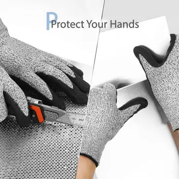  Перчатки с защитой от порезов 5-го уровня 3D Comfort Stretch Fit, Pass FDA Food Contact, Smart Touch, серый 2 пары (M&L) Изображение 2