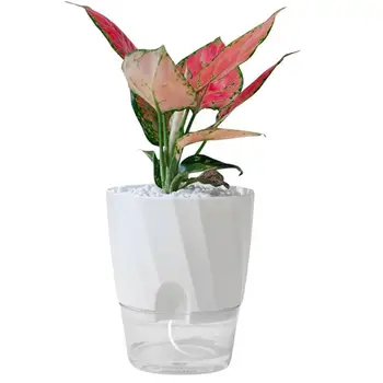  прозрачный двухслойный пластиковый цветочный горшок с самополивом хлопчатобумажная веревка для полива небольшой горшок для растений с портом для инъекций Изображение 2