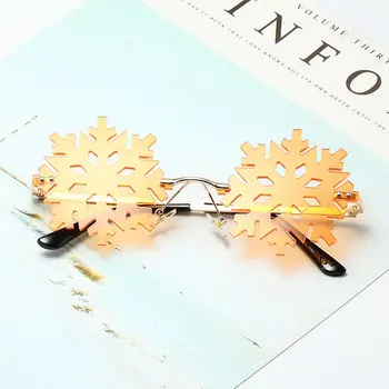 Рождественские солнцезащитные очки в форме снежинки забавные солнцезащитные очки без оправы без оправы для женщин и мужчин Изображение 2