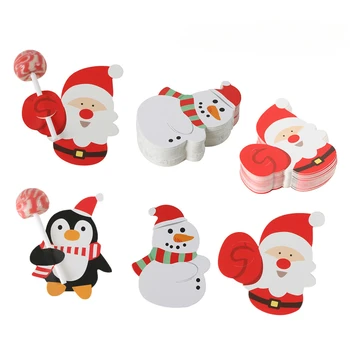 Рождественский леденец на бумажных открытках, мультяшный снеговик Санта-Клаус, держатель для леденцов на палочке для рождественских детей, подарок для дома, украшение вечеринки своими руками 2024 Новый год Изображение 2