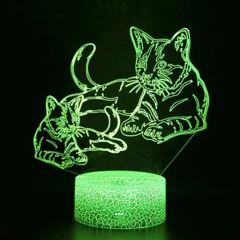 Рождественский подарок Домашнее животное Кот 3D Иллюзия Подарок на день рождения рядом с настольной лампой 7 цветов Изменение USB Украшение Ночник Лампа Любитель кошек Изображение 2