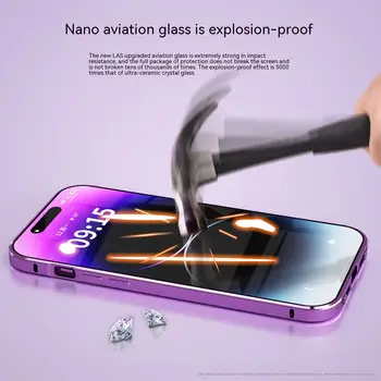 Роскошный алюминиевый металлический двусторонний прозрачный чехол HD Glass для iPhone 14 13 12 11 Pro Max 360 ° Полная защита от ударов в бухте Изображение 2