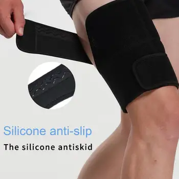 Силиконовый противоскользящий наколенник Компрессионный рукав бедра с двойной волной силиконового дизайна для облегчения боли в подколенном сухожилии для мужчин Изображение 2