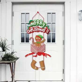 Счастливого Рождества Рождественские украшения Новый Navidad Мультфильм Дверь Занавески Санта-Клаус Праздничная вечеринка Рождественский кулон Изображение 2