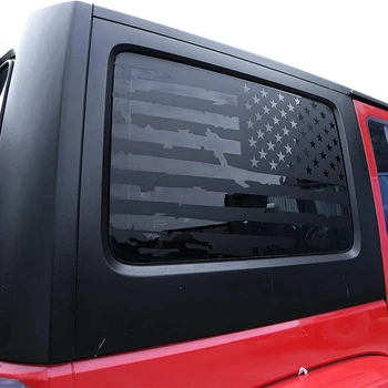Хардтоп Окно США Потрепанный флаг Наклейки Американский флаг Наклейки Для Jeep Wrangler 2011-2017 JK 4 двери, 1 пара Изображение 2