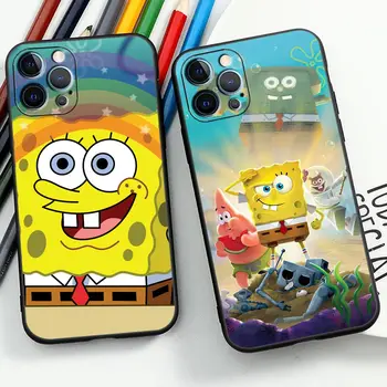 Чехол для телефона Happy S-SpongeBob S-SquarePants для iPhone Apple 15 14 13 12 11 Pro XS Max Mini X SE 8 7 Plus Чехол Shell Funda Coque Изображение 2