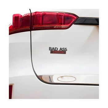  Эмблема Car Bad Ass Edition, 3D Значок Наклейка Автомобильная наклейка Аксессуары для переднего капота багажника, черный + красный Изображение 2